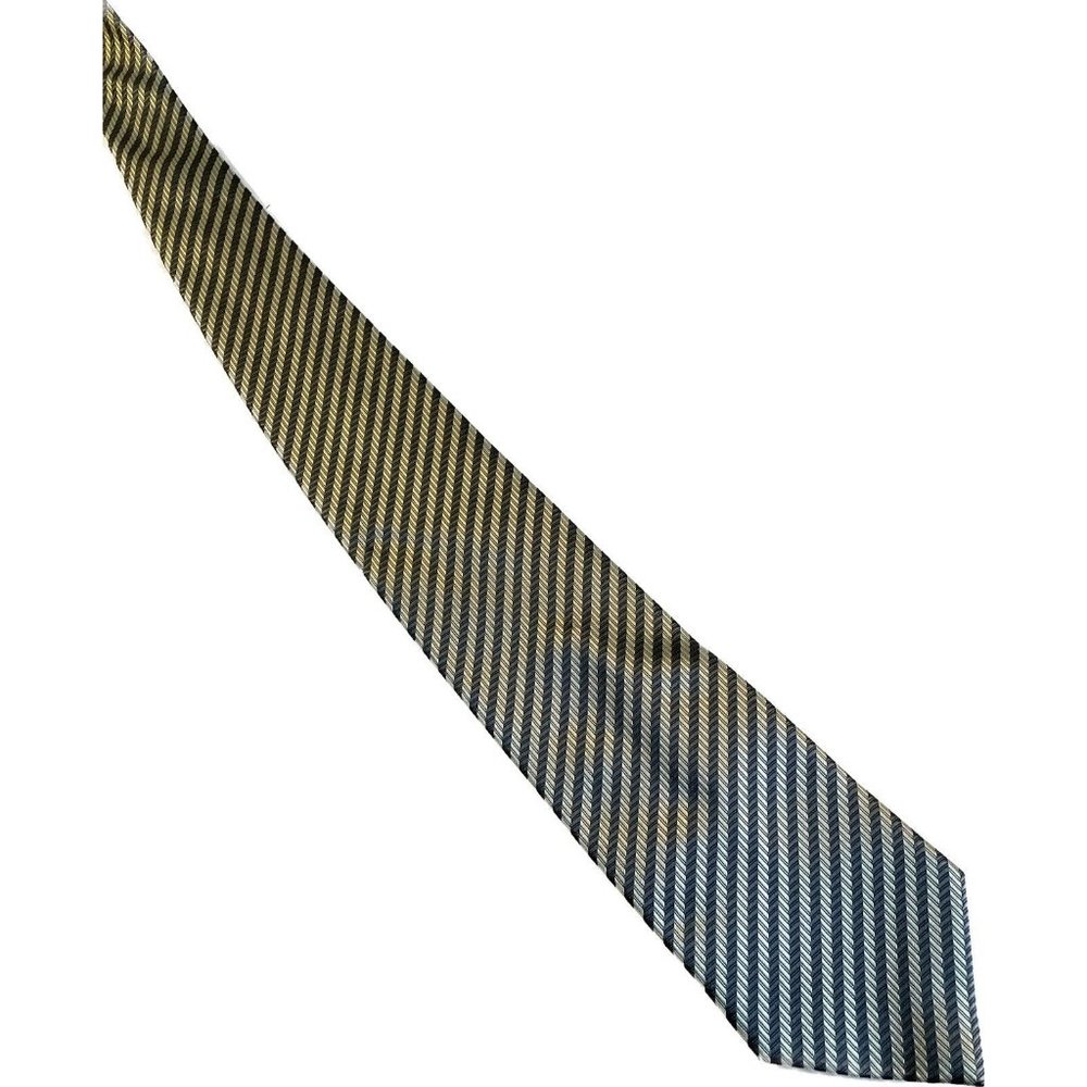 Ermenegildo Zegna  Silk Silver Blue  Tie  58” X 3 & 6/8 Striped - Picture 2 of 15